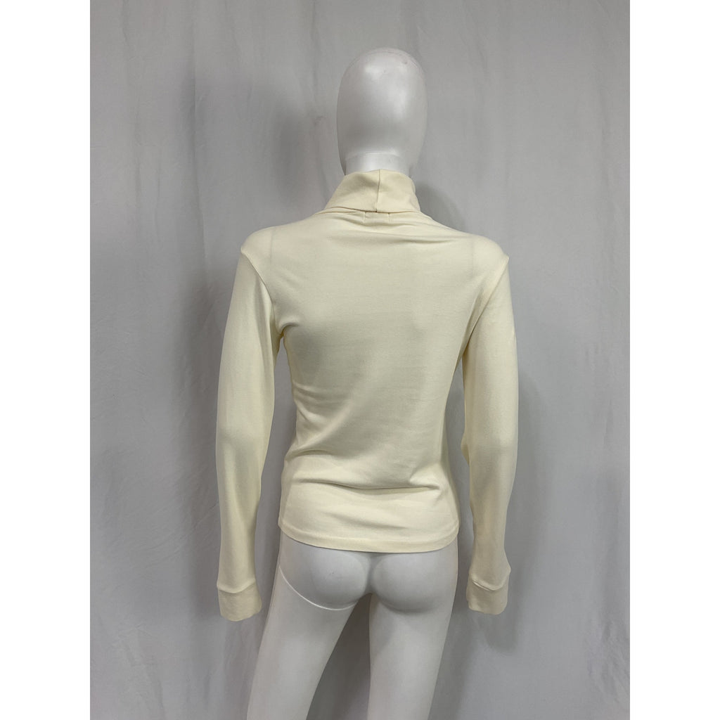 Donni. 'The Baby' White Cotton Rib Turtleneck Size M
