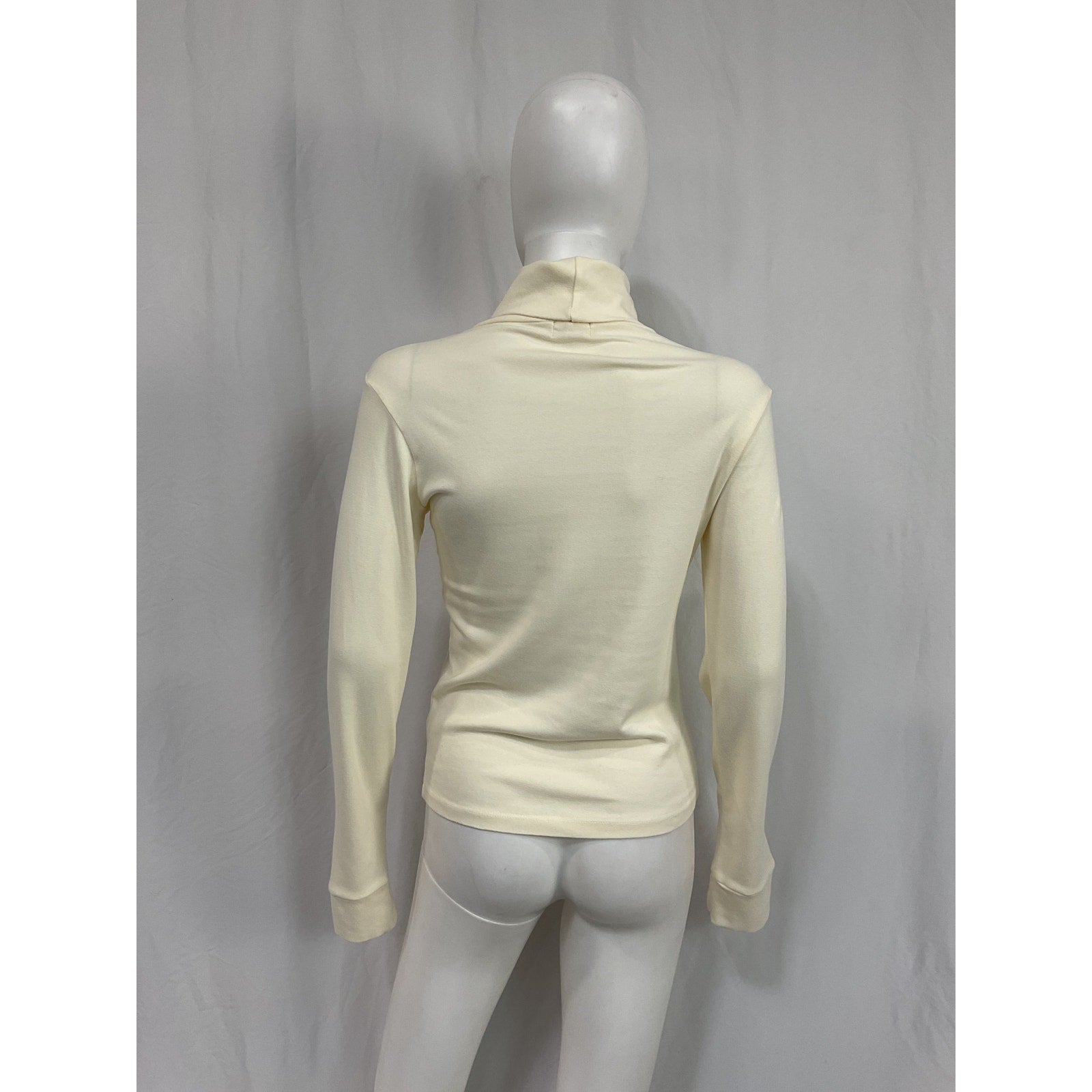 Donni. 'The Baby' White Cotton Rib Turtleneck Size M