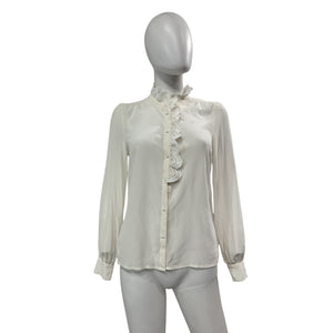 Sézane 'Chlo' Ivory Silk Shirt Size 4