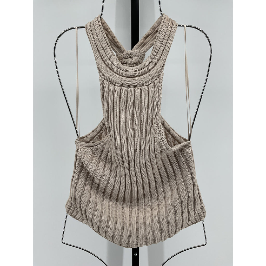Line & Dot 'Leena' Tan Viscose Halter Top Size L