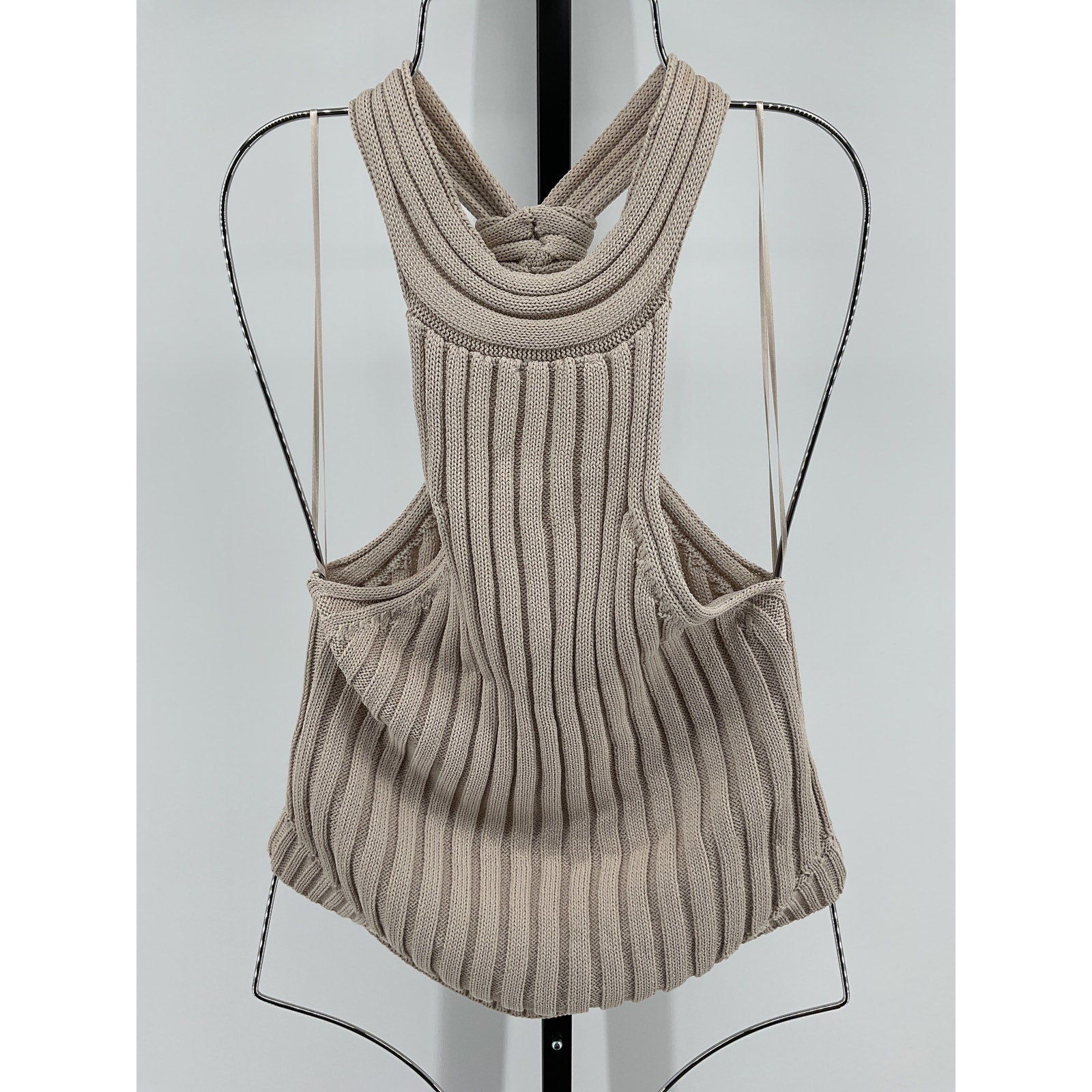 Line & Dot 'Leena' Tan Viscose Halter Top Size L
