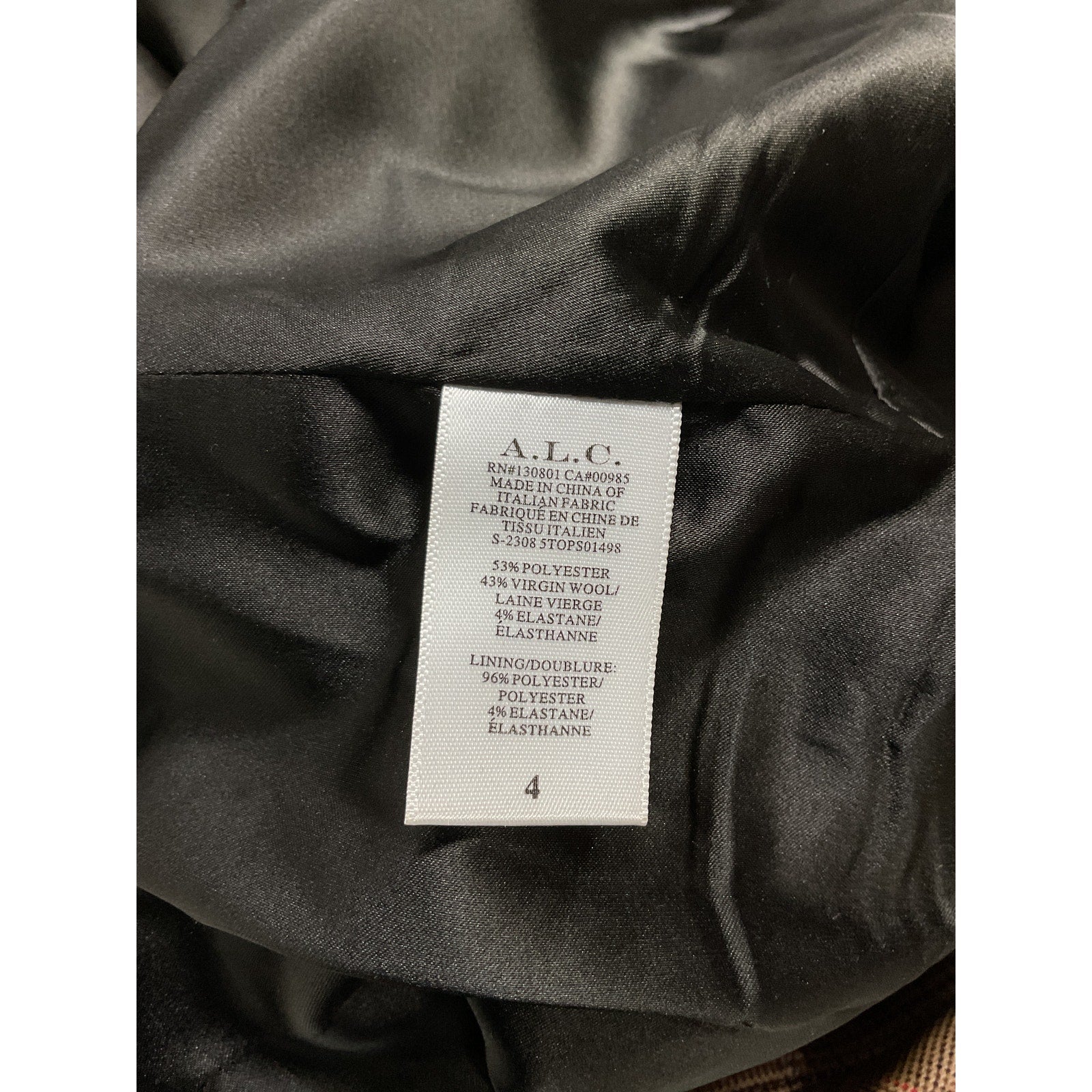 A.L.C. 'Skyla' Brown Draped Prince Of Wales Checked Woven Wrap Top Size 4 - NWT