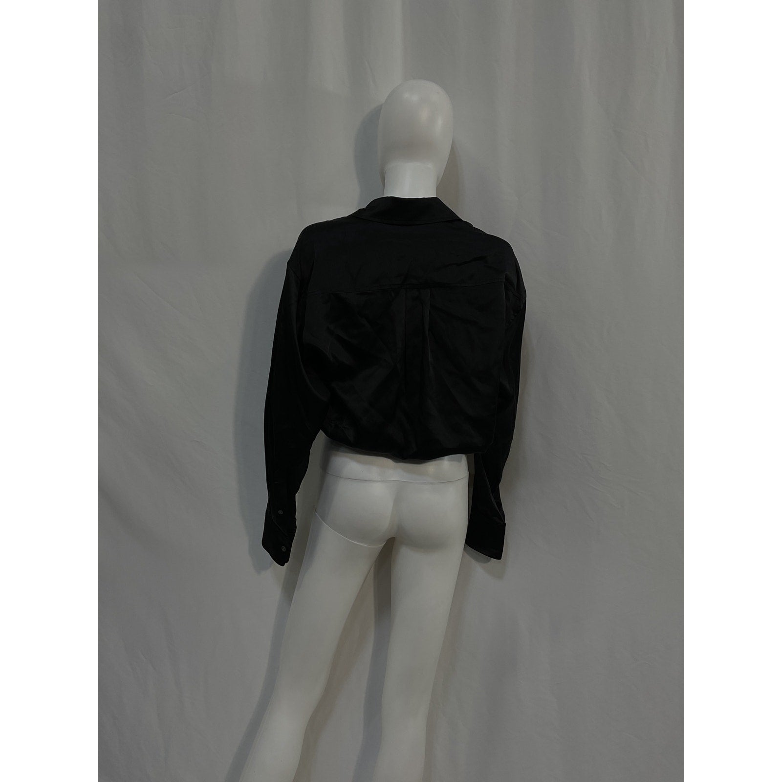 Alexander Wang Button Down Black Silk With Integrated Cami Blouse Size 2