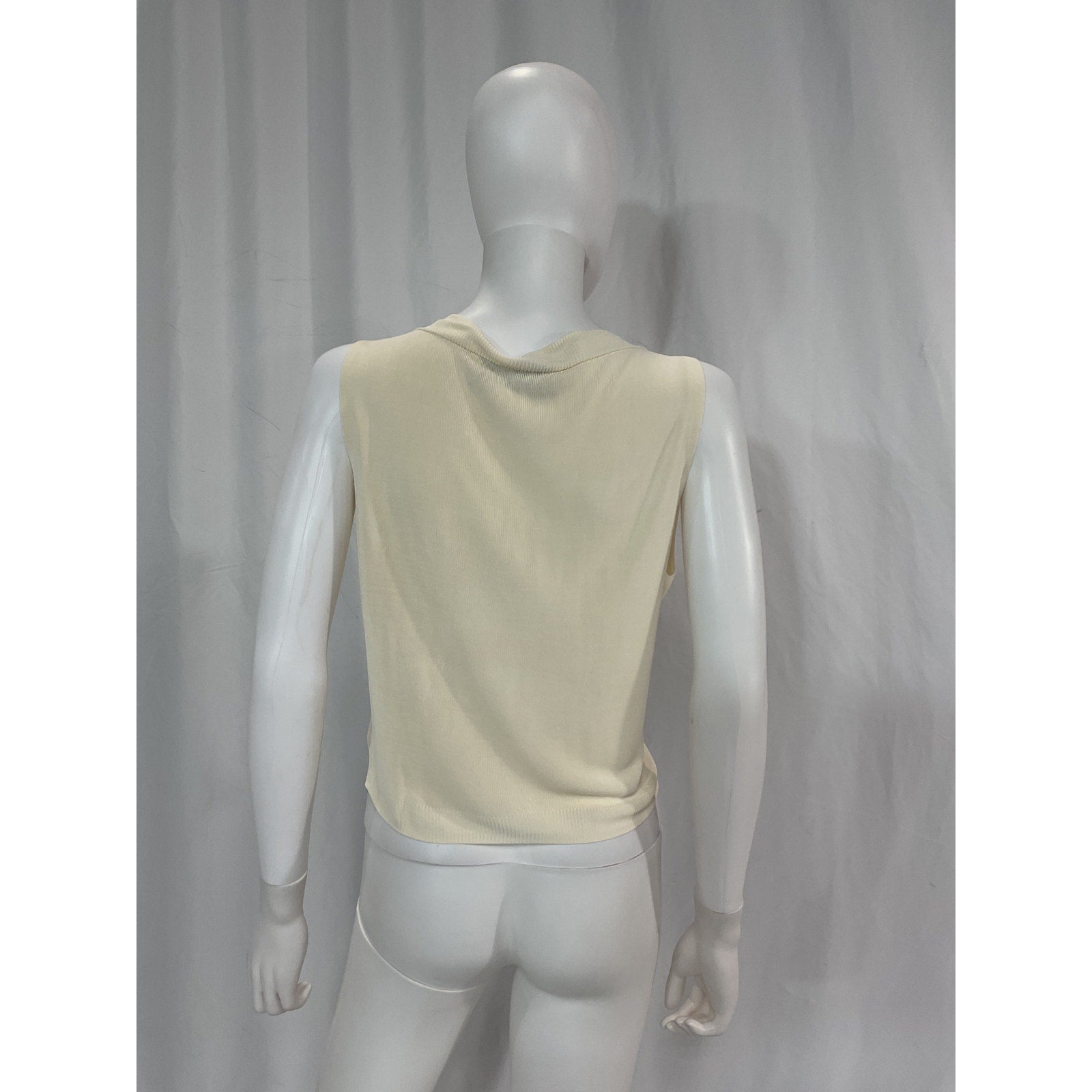 Aya Muse 'Cusqui' White Plunge Neck Asymmetrical Top Size M
