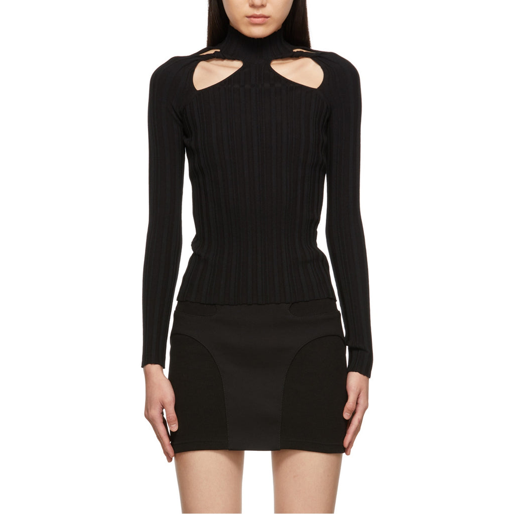 Dion Lee 'Collarbone' Black Cotton Skivvy Long Sleeve T-Shirt Size XS