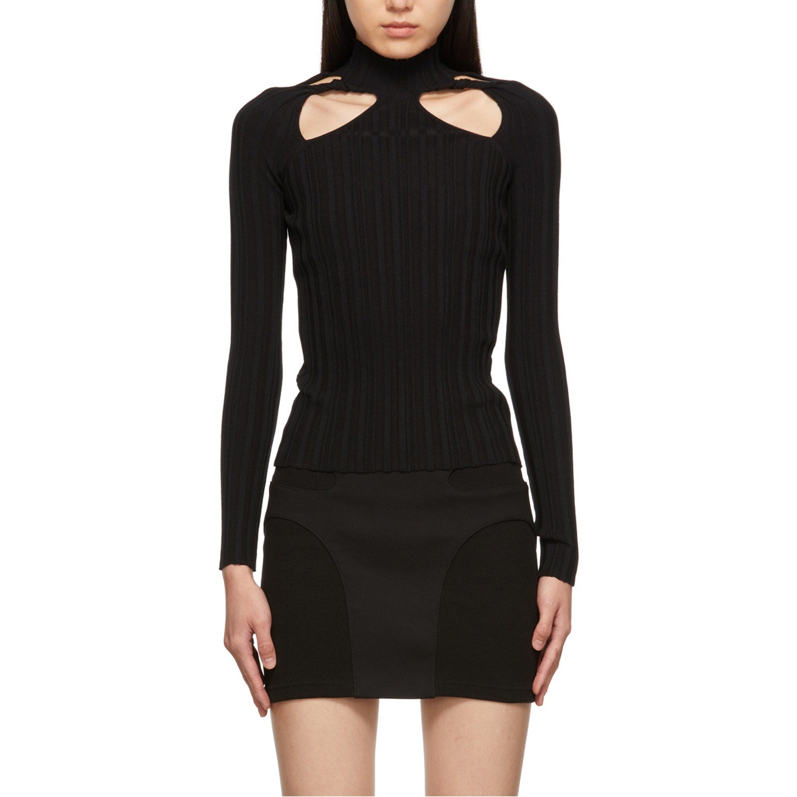 Dion Lee 'Collarbone' Black Cotton Skivvy Long Sleeve T-Shirt Size XS