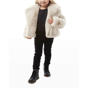 Apparis 'Milly' Beige Polyester Oversized Faux Fur Coat Size 14Y