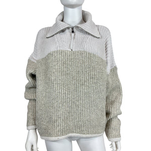 Varley Colorblock Tan Willard Half Zip Sweater Size S