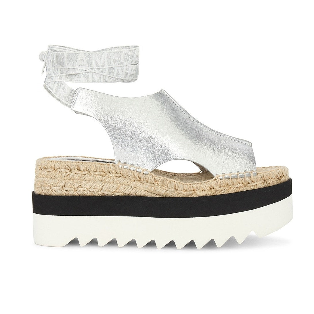 Stella Mccartney Metallic Silver Gaia Platform Sandals Size 39 EU / US 9