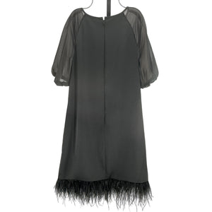 Aidan Mattox Feather Trim Black Trapeze Dress Size 8
