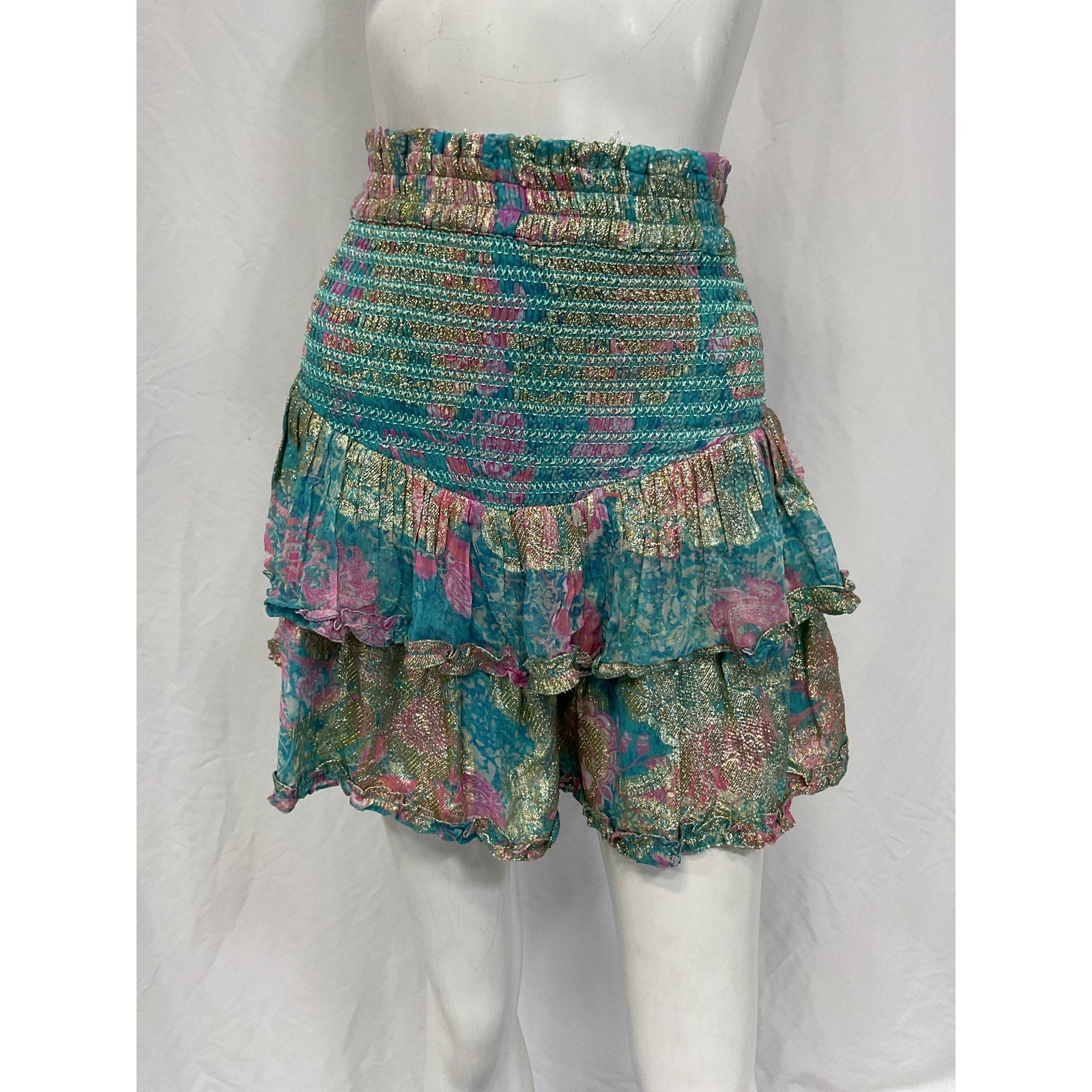 Hemant And Nandita 'Xari' Blue Viscose Mini Skirt Size XS - NWT