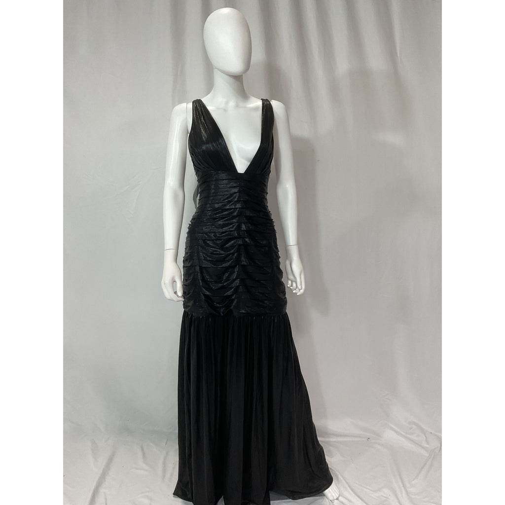 Retrofete 'Elsa' Black Plisse Satin Dress Size XXL - NWT