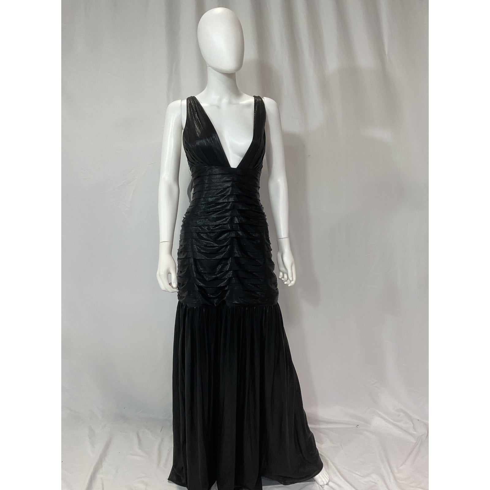 Retrofete 'Elsa' Black Plisse Satin Dress Size XXL - NWT