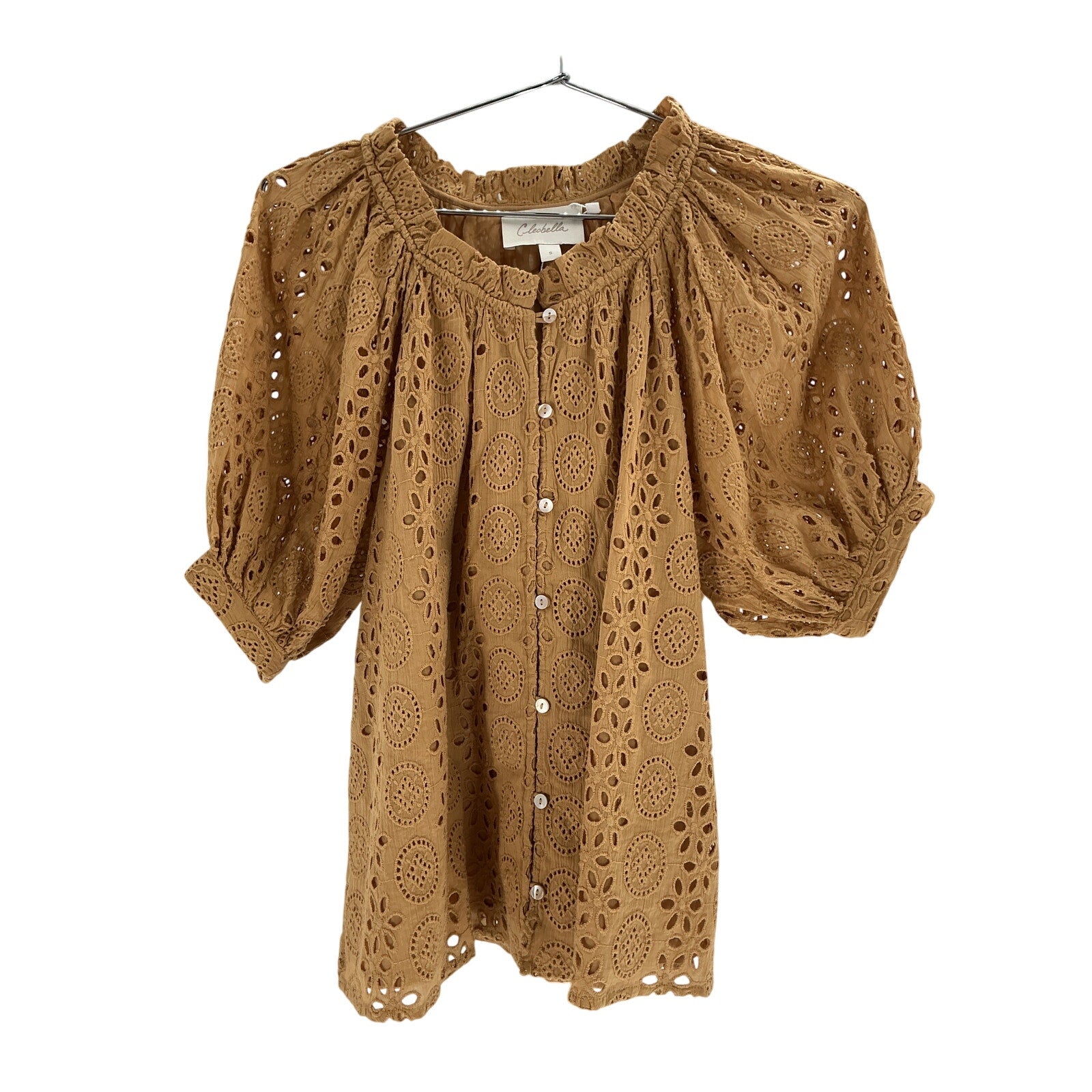 Cleobella 'Katie' Tan Cotton Blouse Size S