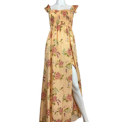 Agua Bendita Floral Orange Leandra Blomma Maxi Dress Size S