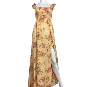 Agua Bendita Floral Orange Leandra Blomma Maxi Dress Size S