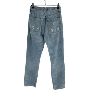 Agolde Distressed Washed Sky Blue 90s Mid Rise Loose Fit Denim Jeans Size 23