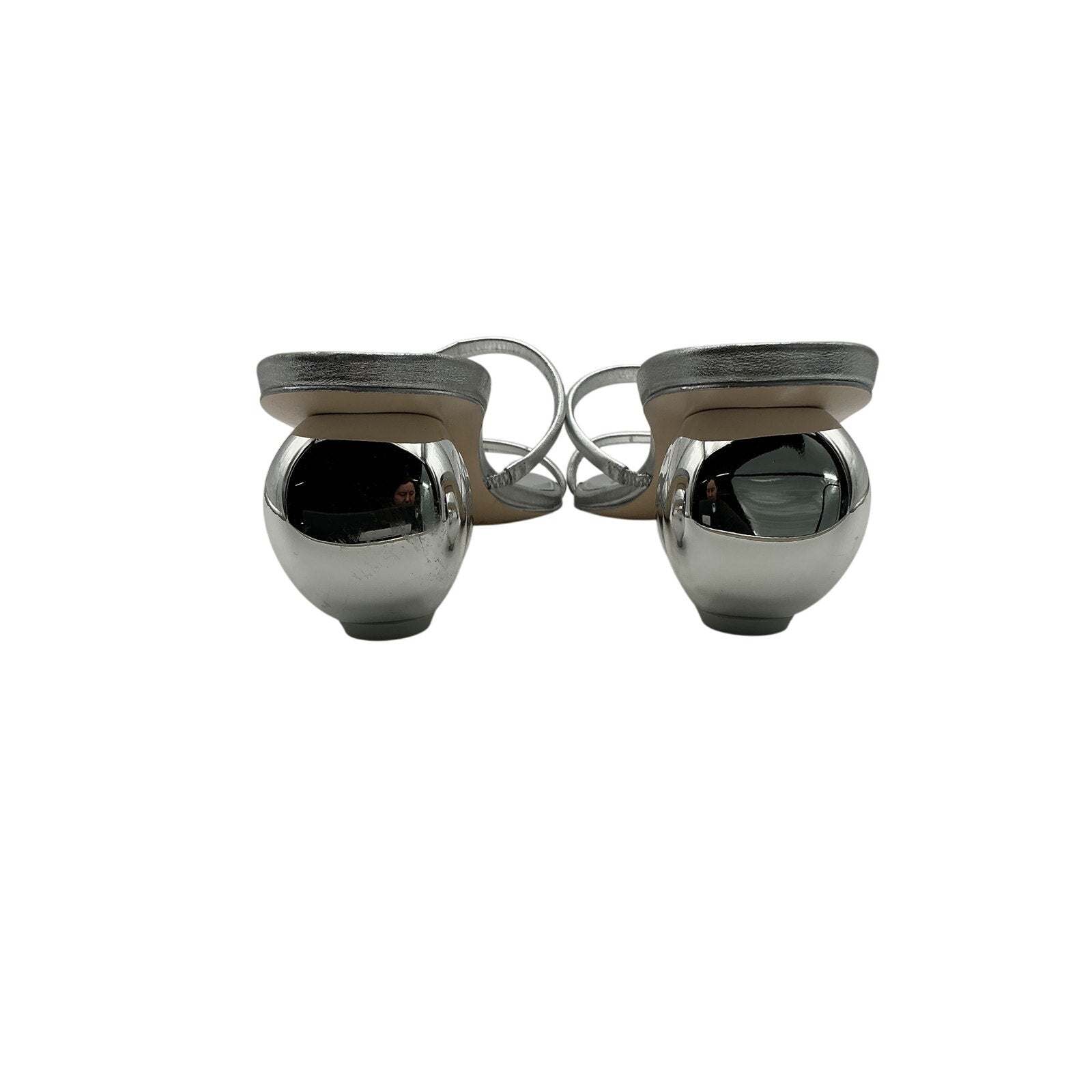 Cult Gaia 'Leora' Silver Leather Sandals Size 11.5