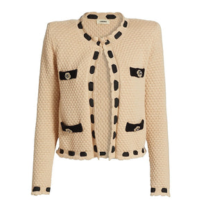 L'agence Textured Beige Astor Cardigan Size S