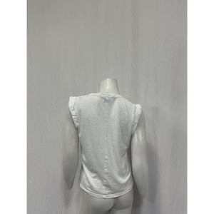 Veronica Beard 'Arion' White Cotton Muscle Tee Size S