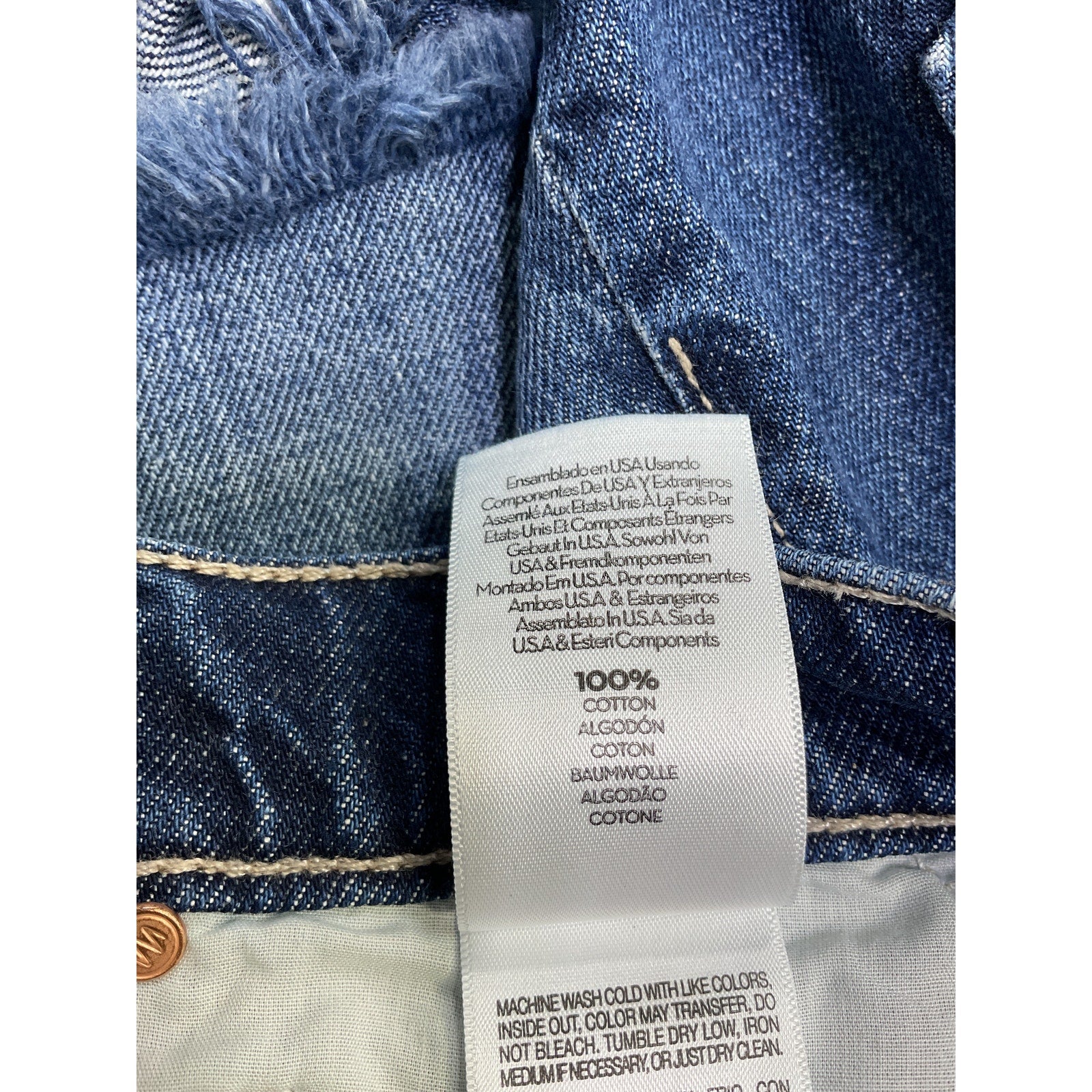 Mother 'The Dodger' Blue Cotton Short Short Fray Size 27