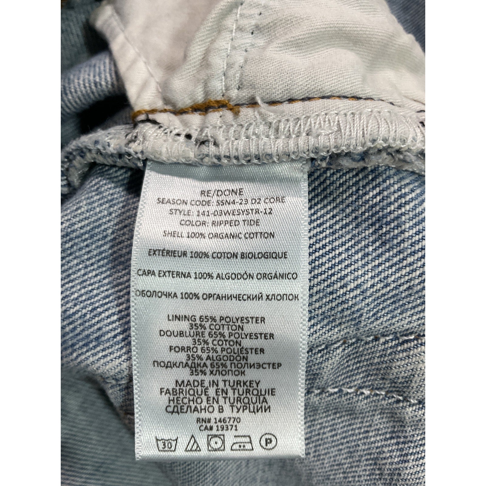 Re/Done 'Originals' Blue Easy Straight Denim Jean Size 24