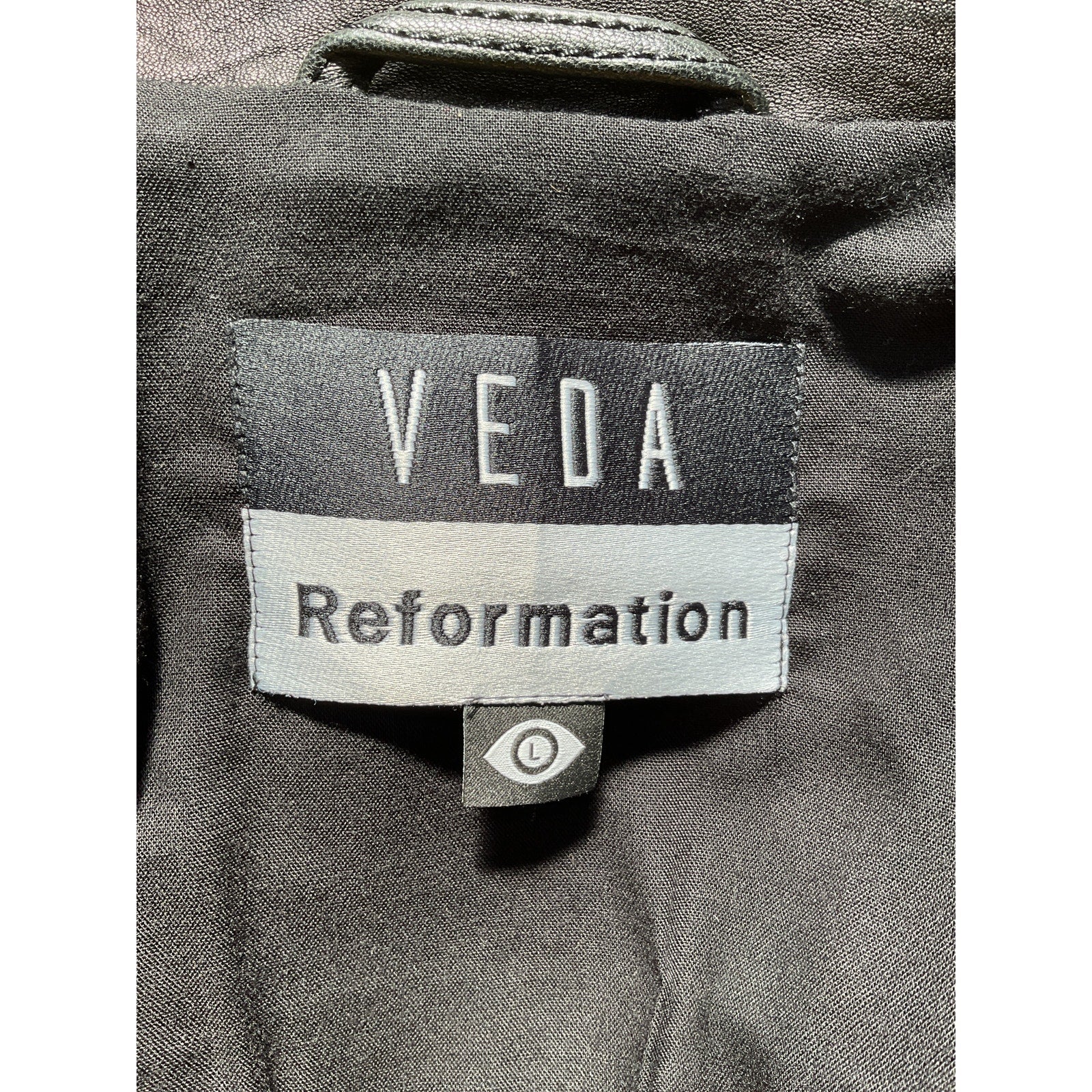 Reformation 'Veda' Black Bad Leather Jacket Size L