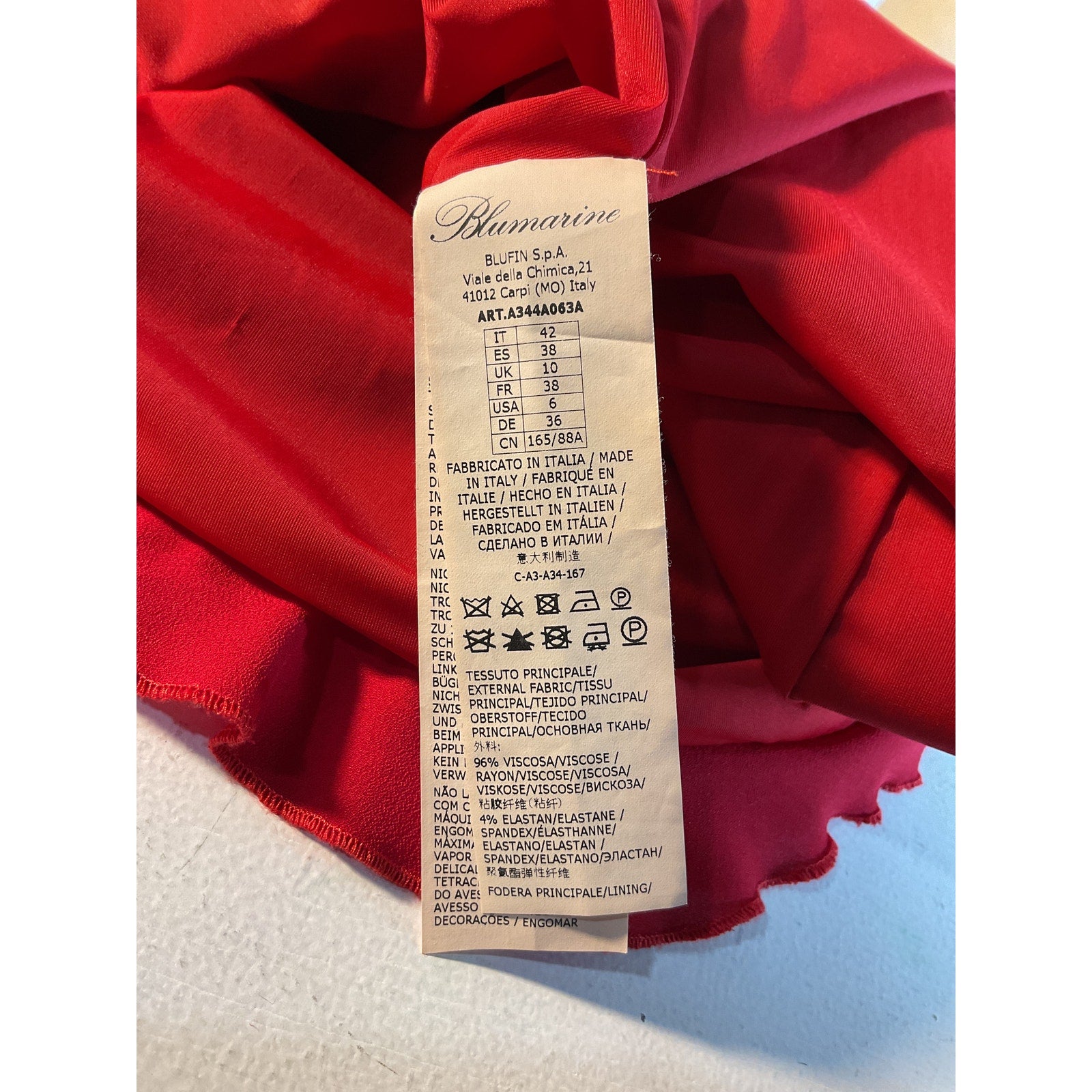Blumarine Red Crepe One Shoulder Mini Dress Size 6