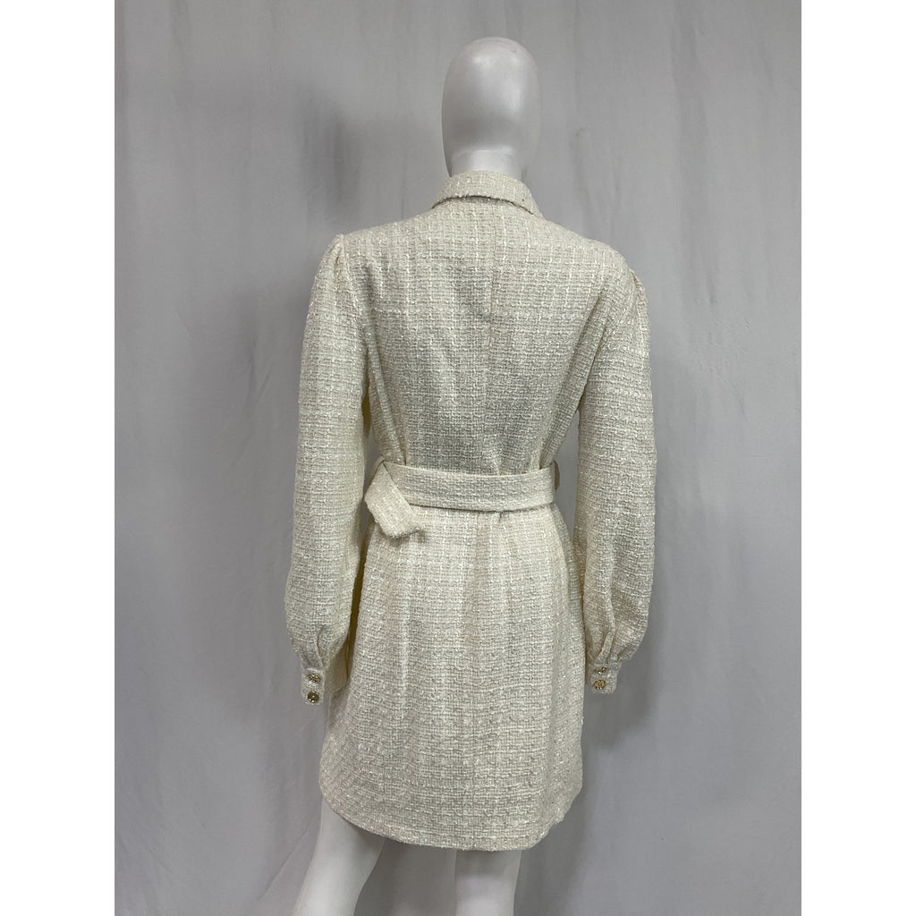Sau Lee 'Aubrie' Ivory Poly Tweed Mini Dress Size 10 - NWT