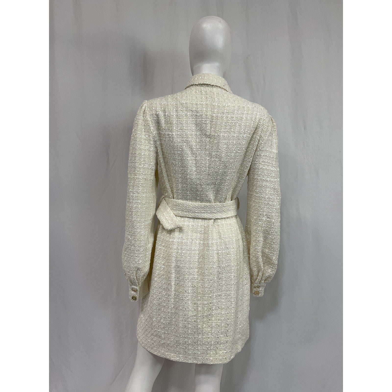 Sau Lee 'Aubrie' Ivory Poly Tweed Mini Dress Size 10 - NWT