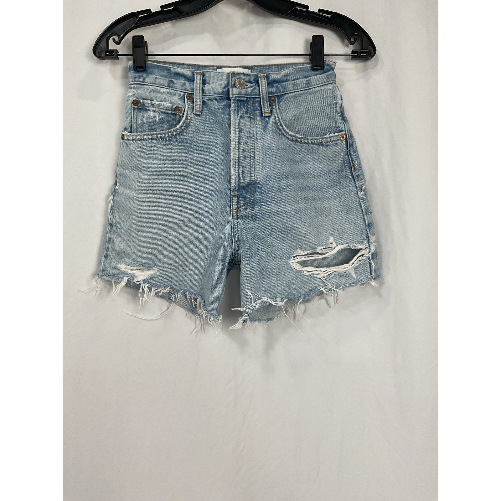 Agolde 'Dee' Blue Cotton High Rise Denim Jean Shorts Size 23