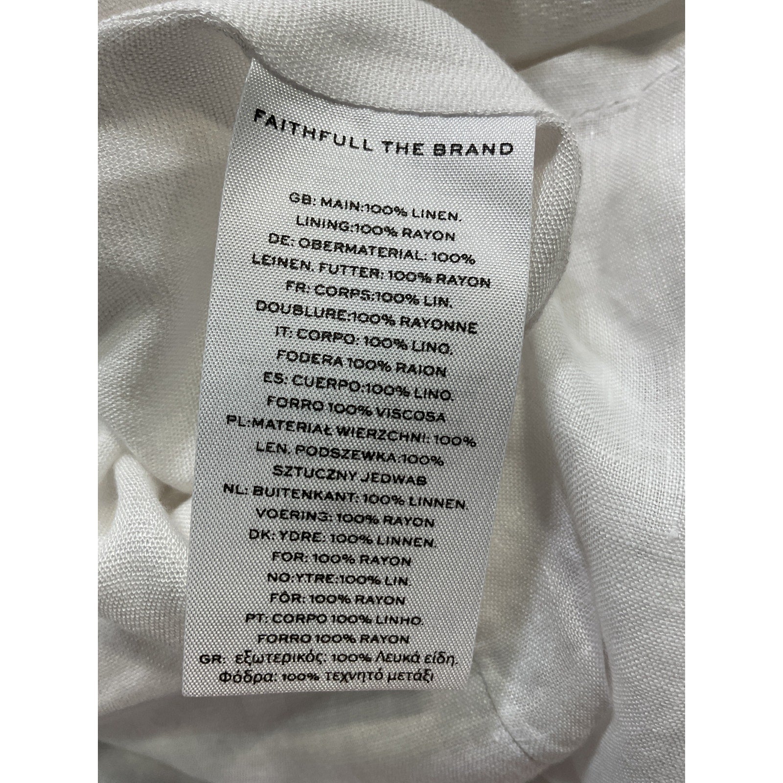 Faithfull The Brand 'Almero' White Cut-Out Linen Mini Dress Size M