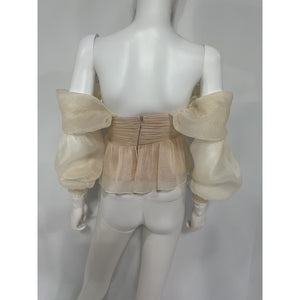 House Of Harlow 1960 'Burna' White Chiffon Off Shoulder Blouse Size XXS