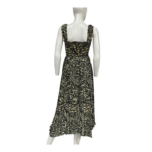 Ganni Pleated Lemon Icing Georgette Smock Midi Dress Size 32 EU / US 0