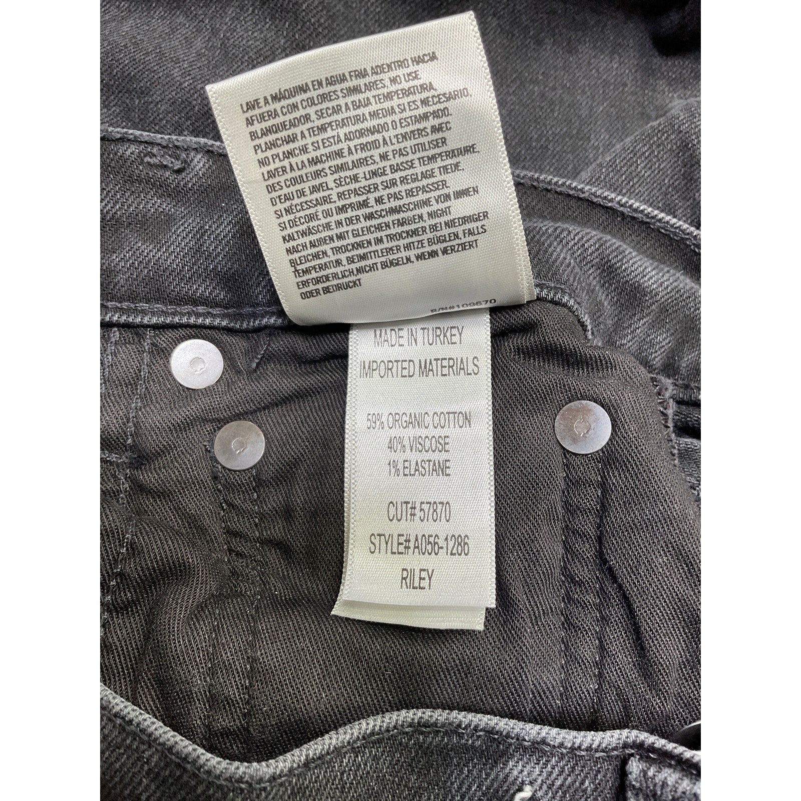 Agolde 'Riley' Black Cotton Denim Jeans Size 24 - NWT