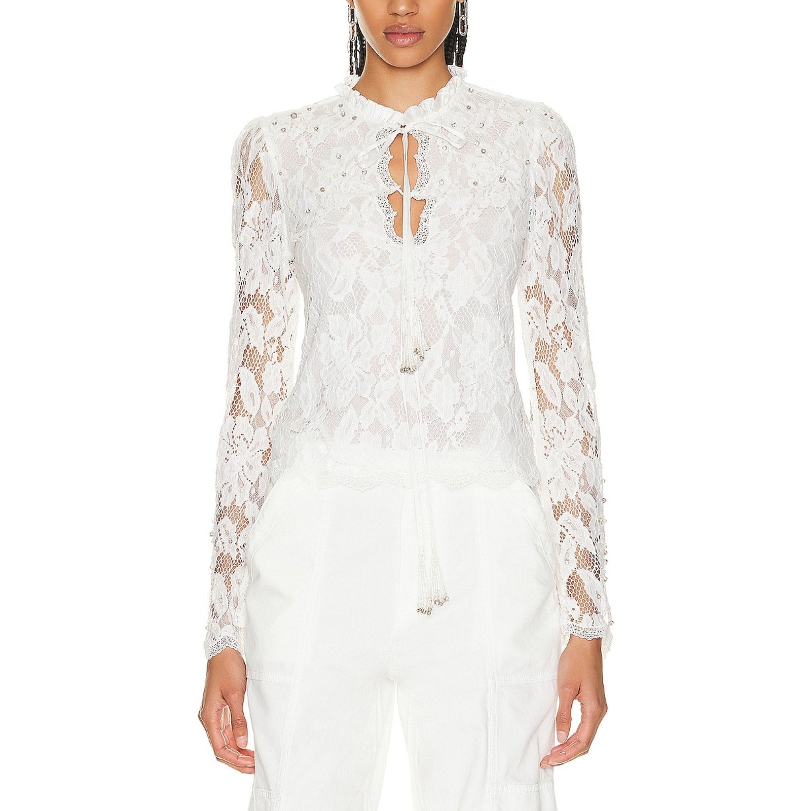 Hemant And Nandita 'Reet' Cream Nylon Top Size XS