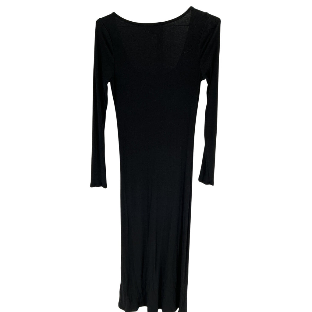 Hatch The Longsleeve Black Rayon Rib Dress Size 2