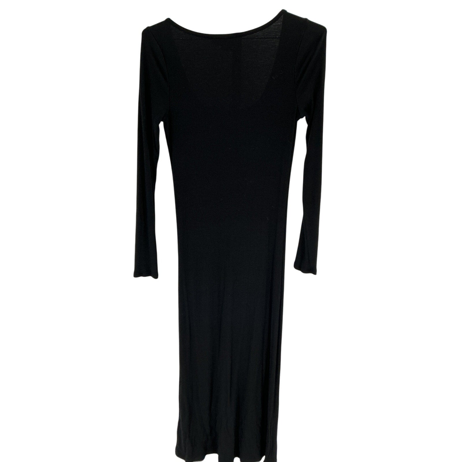 Hatch The Longsleeve Black Rayon Rib Dress Size 2