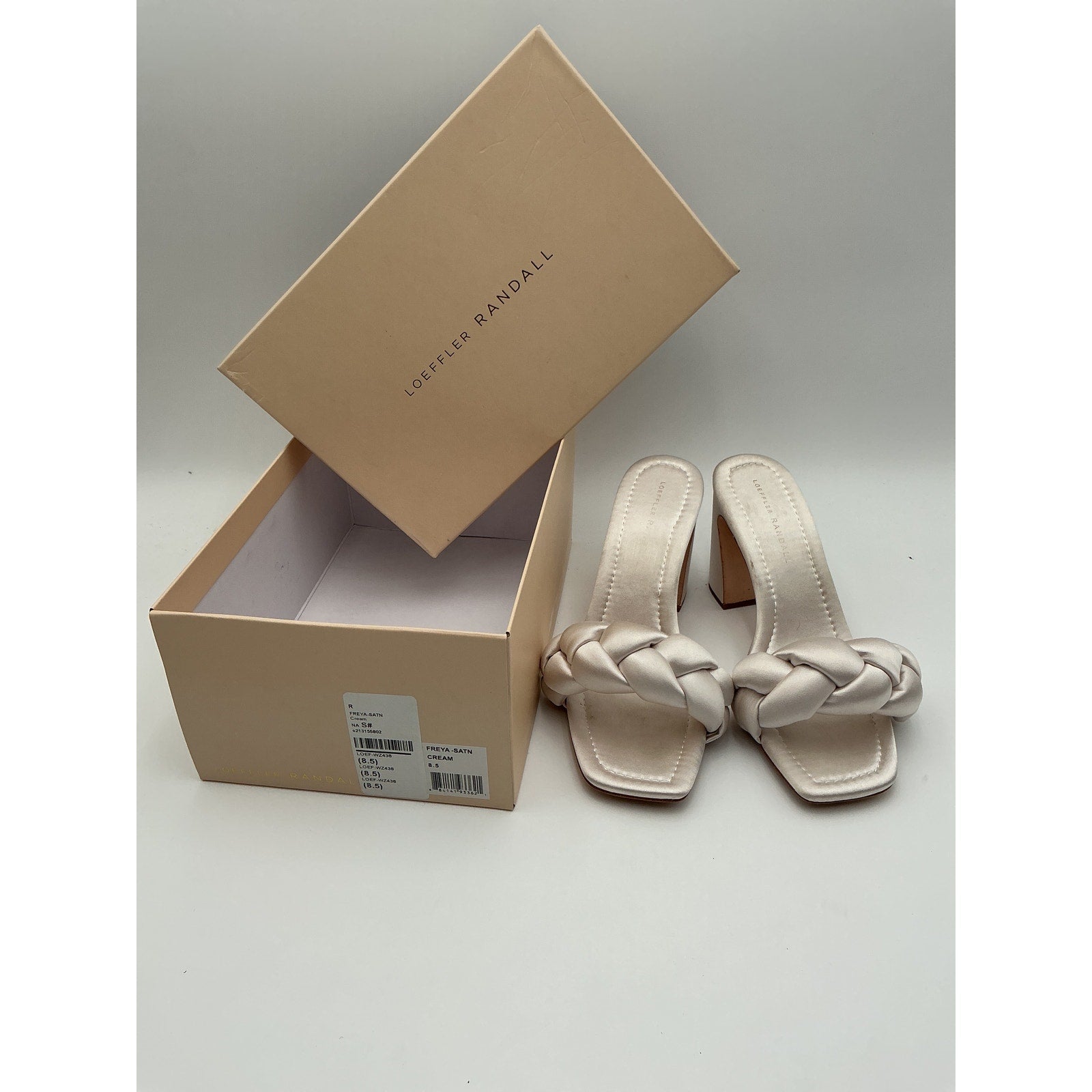 Loeffler Randall 'Freya' White Satin Mule Sandal Size 8.5