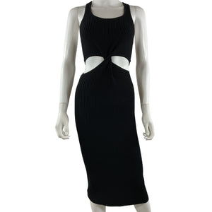 Simkhai Ribbed Black Colleen Cutout Midi Dress Size M