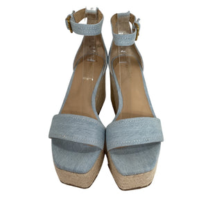 Veronica Beard Chic Vista Blue Gianna Wedge Sandals Size 7