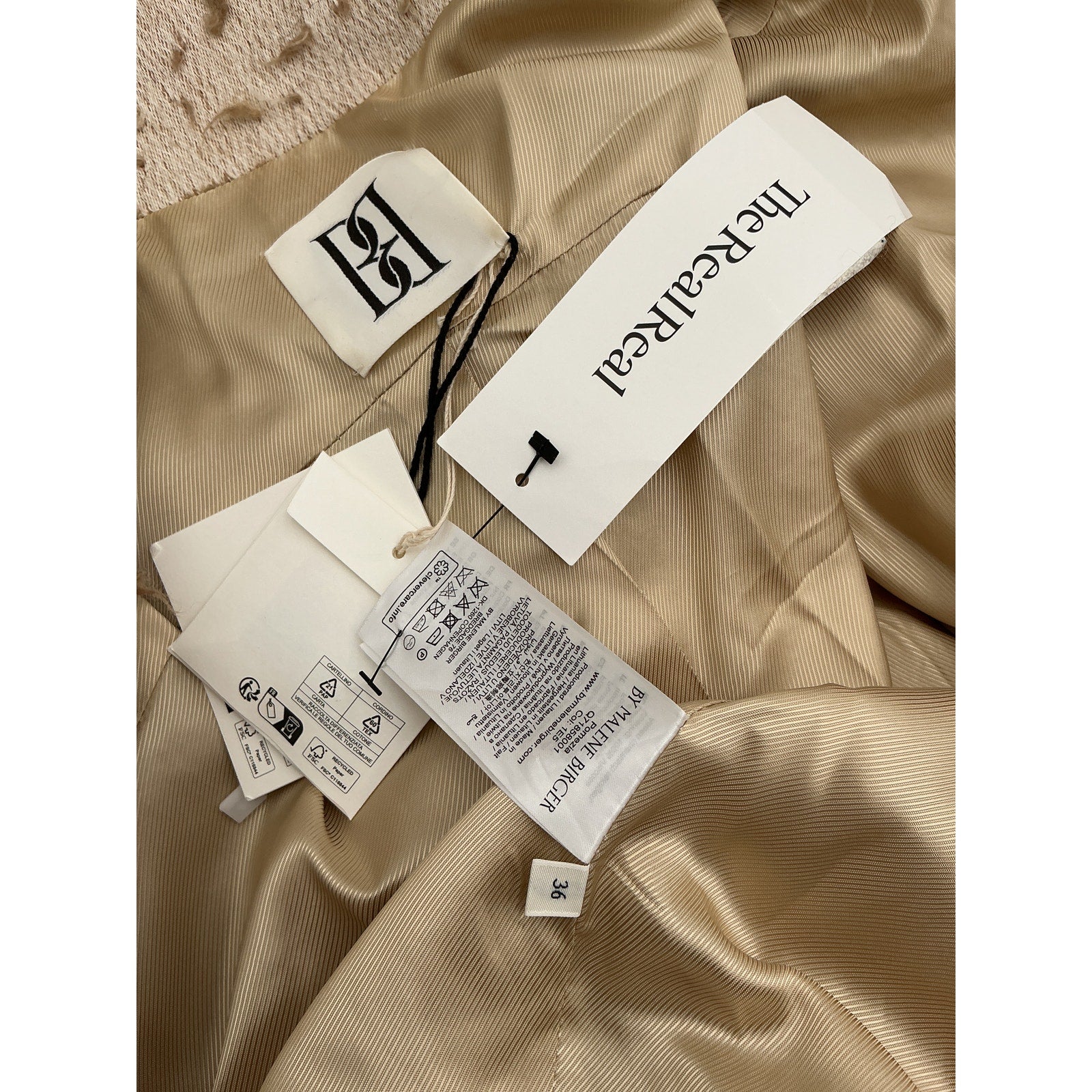 By Malene Beige Wool Birger Printed Coat Size 36