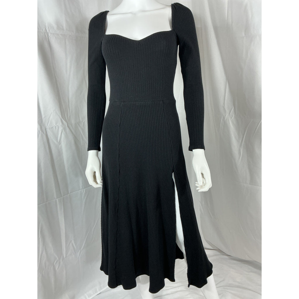 Reformation 'Banks' Black Knit Long Sleeve Dress Size M