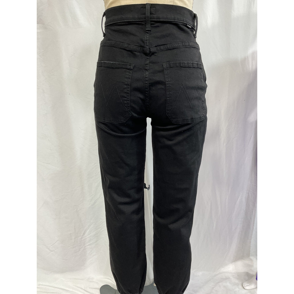 Mother 'Wrapper' Black Patch Springy Ankle Denim Jean Size 26