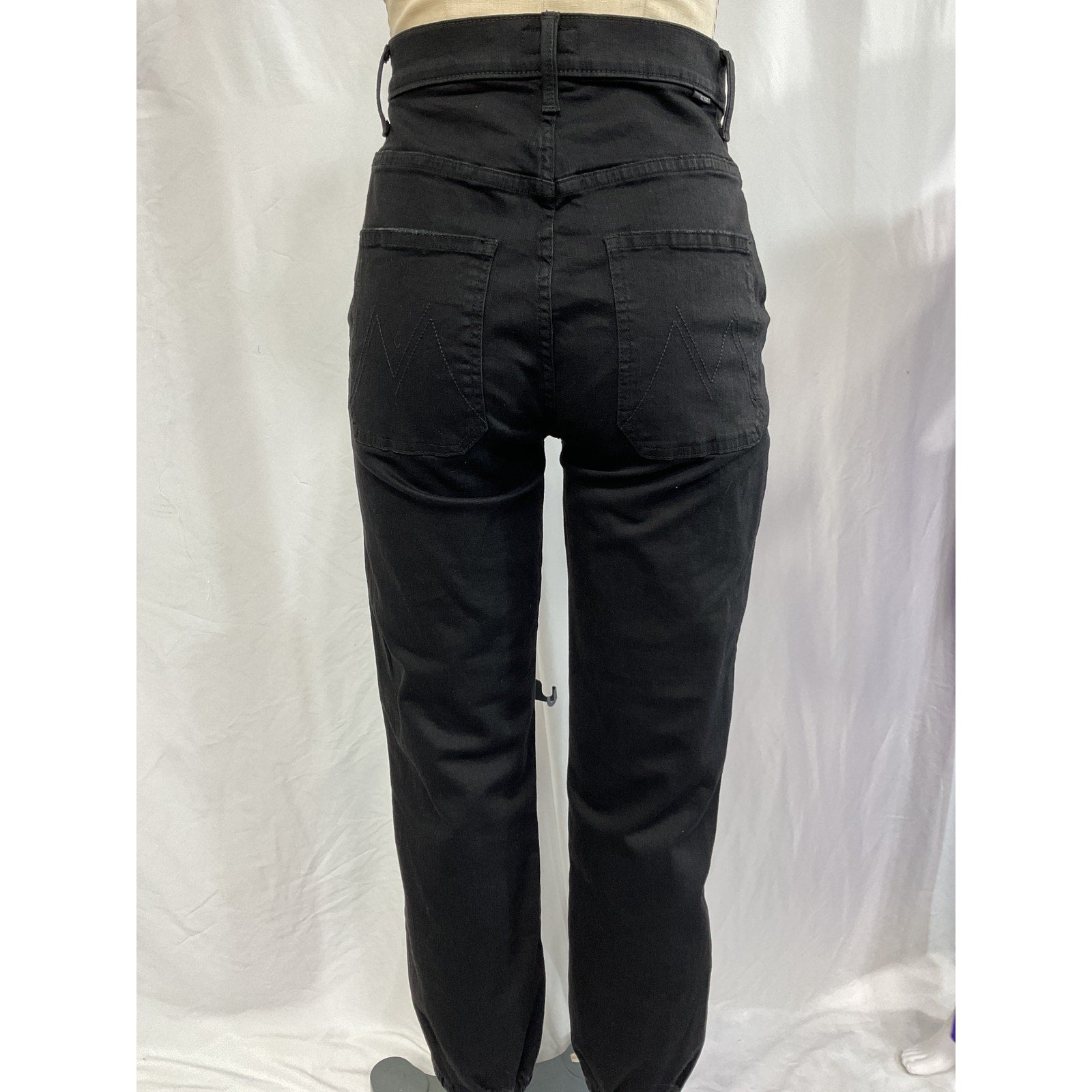 Mother 'Wrapper' Black Patch Springy Ankle Denim Jean Size 26
