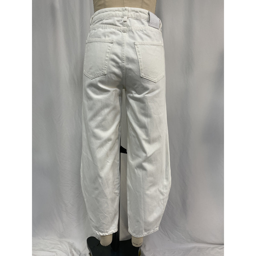 Toteme + Net Sustain Barrel White Cotton High-Rise Straight-Leg Organic Jeans Size 26