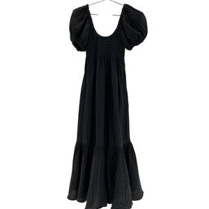 La Ligne Smocked Black Amy Midi Dress Size S