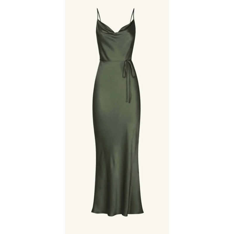 Shona Joy 'La Lune' Green Bias Cowl Midi Dress Size 4