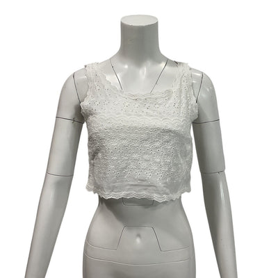 Loveshackfancy Eyelet True White Luvita Crop Top Size 4 NWT