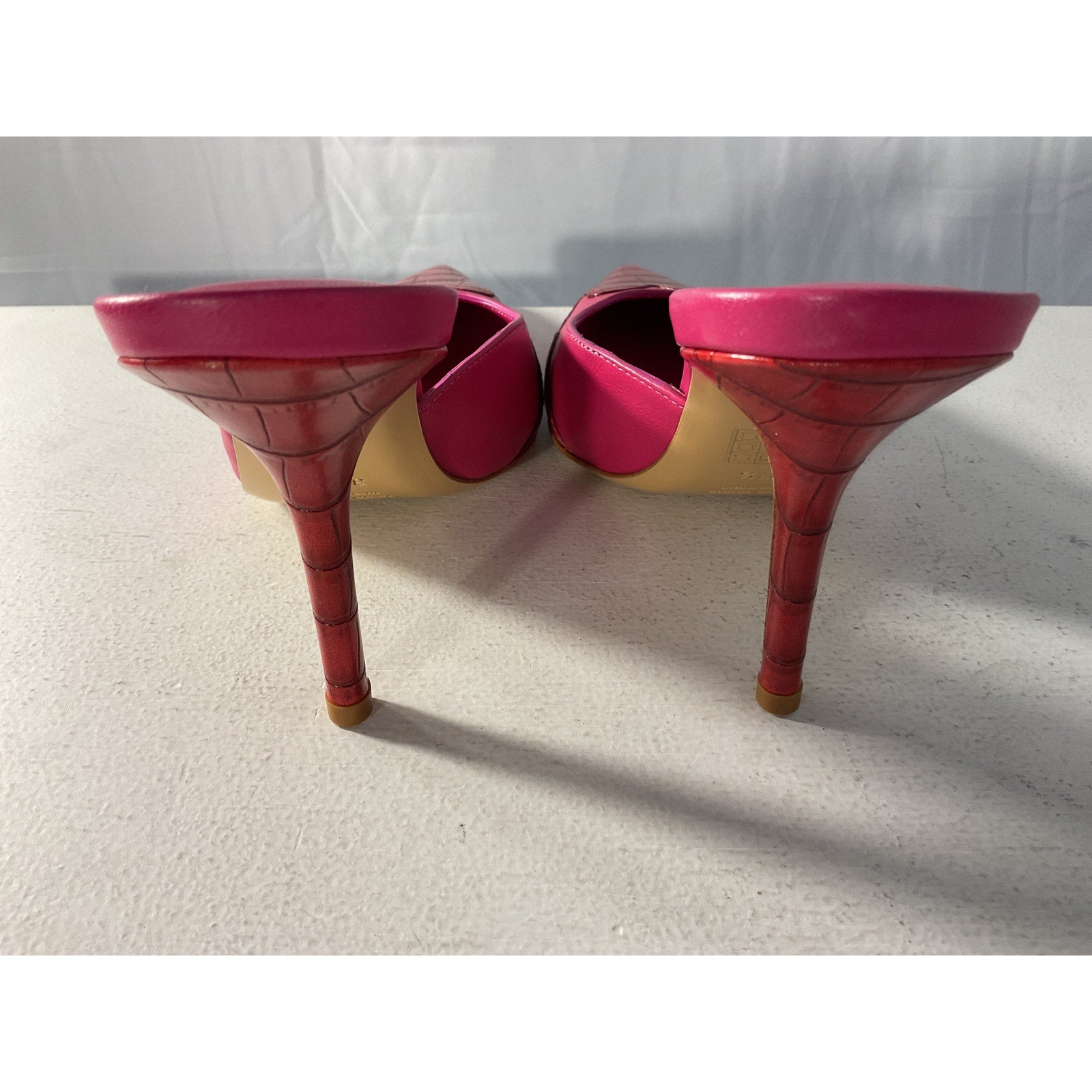 Gia Borghini x Miaou Pink 'June' Leather Croc Embossed Mule Size 7.5